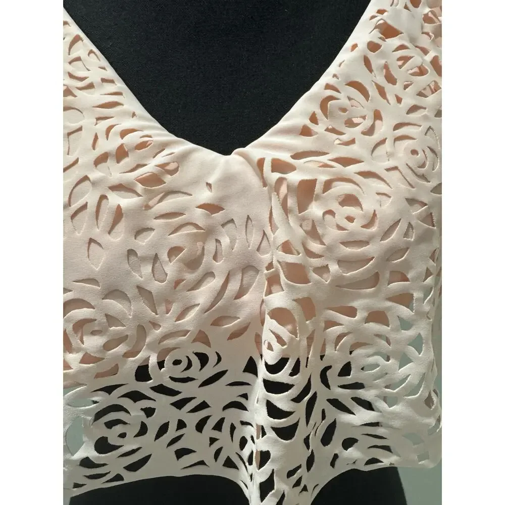 New Stunning Cut Out Pink Roses Swim Top Xhilaration Women's Sz XL